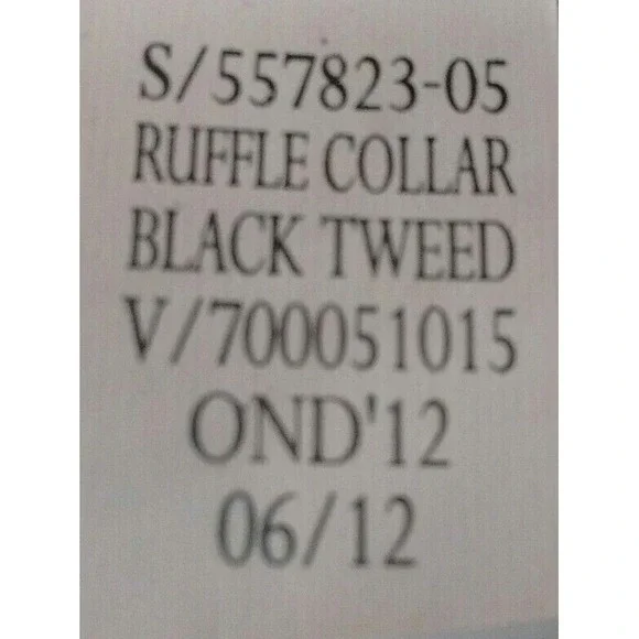 Old Navy Black Tweed Jacket Coat Womens Small Petite Ruffle Collar Heritage - Picture 6 of 12